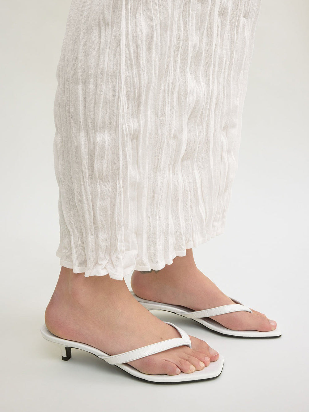 TOTEME-Croco-embossed heeled flip flops-