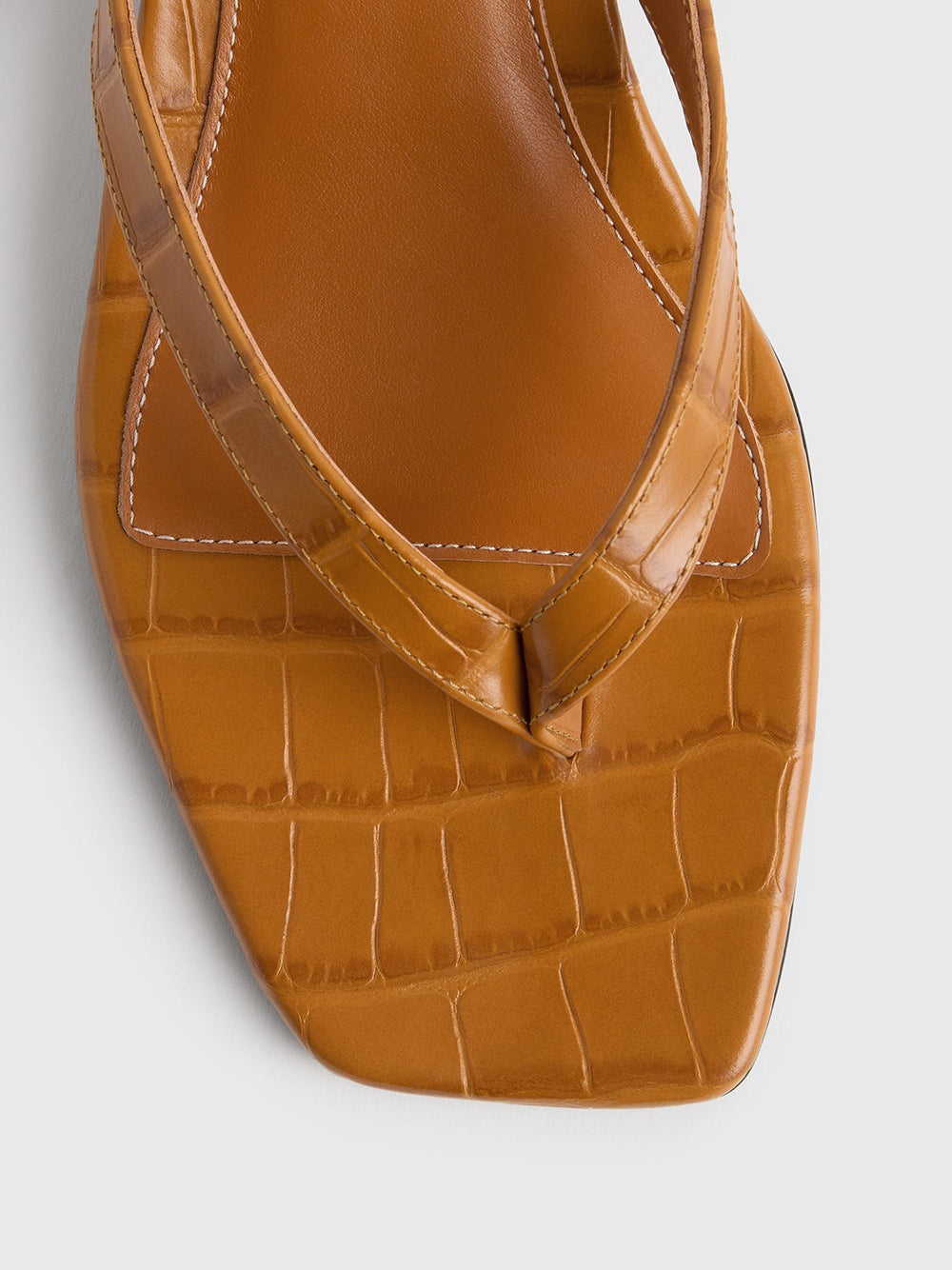 TOTEME-Croco-embossed heeled flip flops-