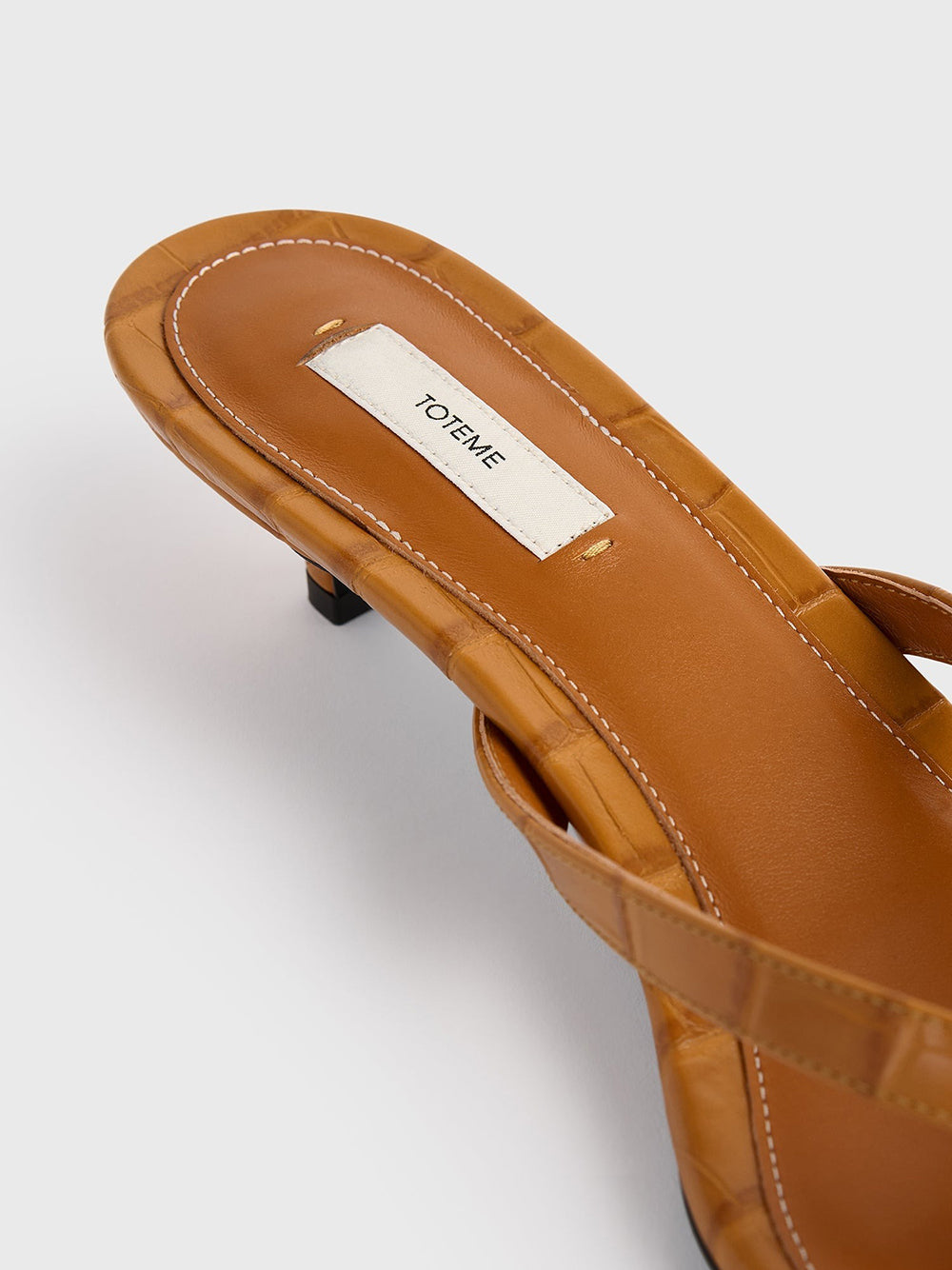 TOTEME-Croco-embossed heeled flip flops-