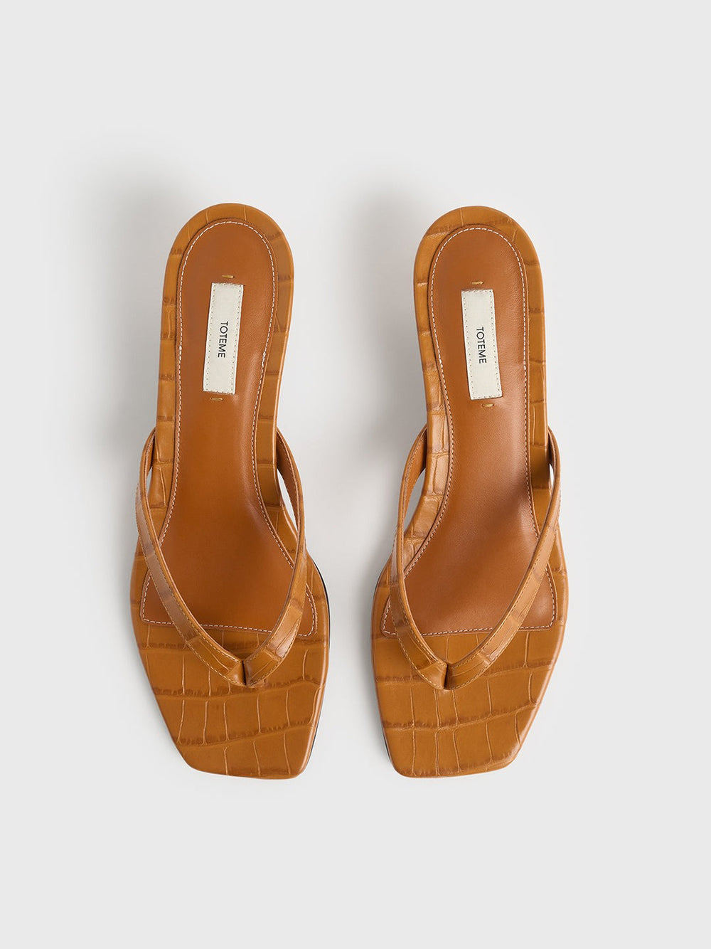 TOTEME-Croco-embossed heeled flip flops-