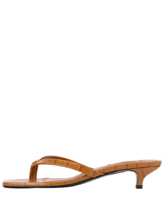 TOTEME-Croco-embossed heeled flip flops-