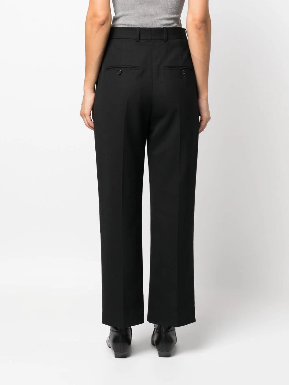 TOTEME-Double-Pleated Cropped Trousers-234WRTWBM115FB0026 BLACK 001