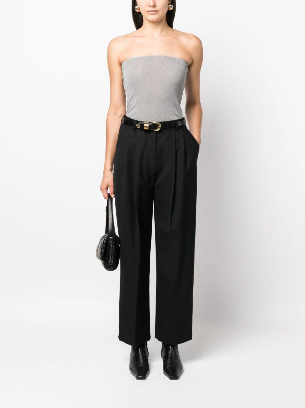TOTEME-Double-Pleated Cropped Trousers-234WRTWBM115FB0026 BLACK 001