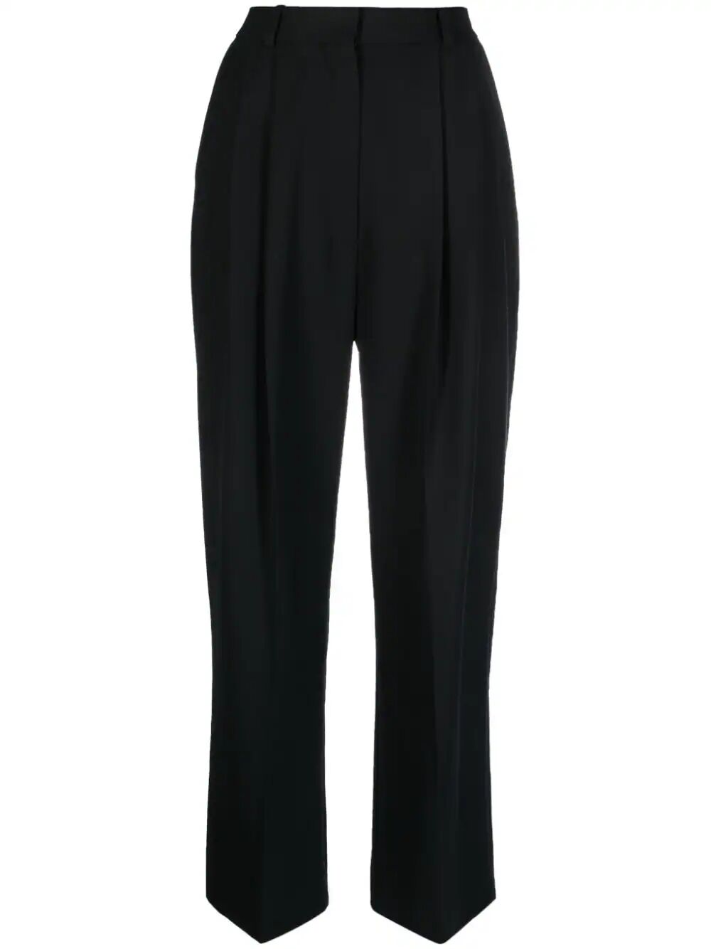 TOTEME-Double-Pleated Cropped Trousers-234WRTWBM115FB0026 BLACK 001