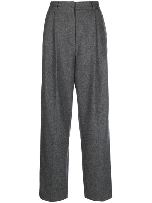 TOTEME-Double-Pleated Tailored Trousers-234WRTWBM032FB0024 GREY MELANGE 074