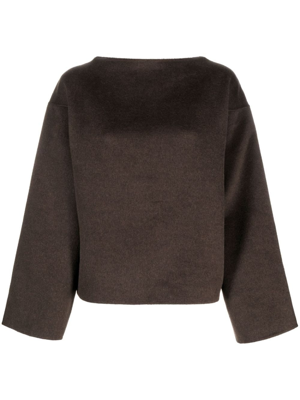 TOTEME-Doublé Wool Top-234WRTWTP107FB0006 CHOCOLATE MELANGE 021