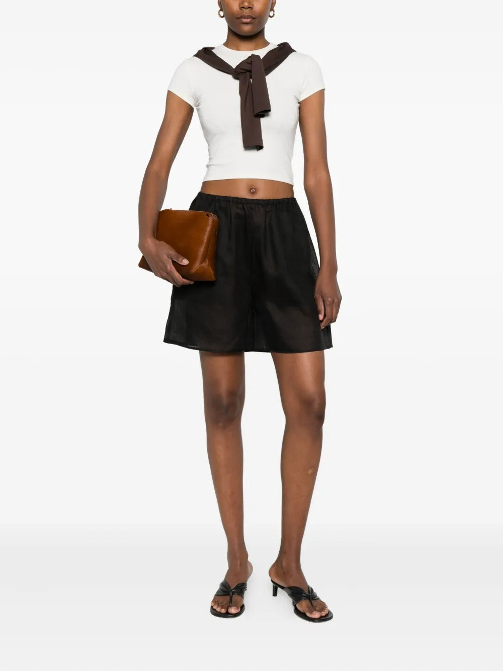 TOTEME-elasticated ramie shorts-