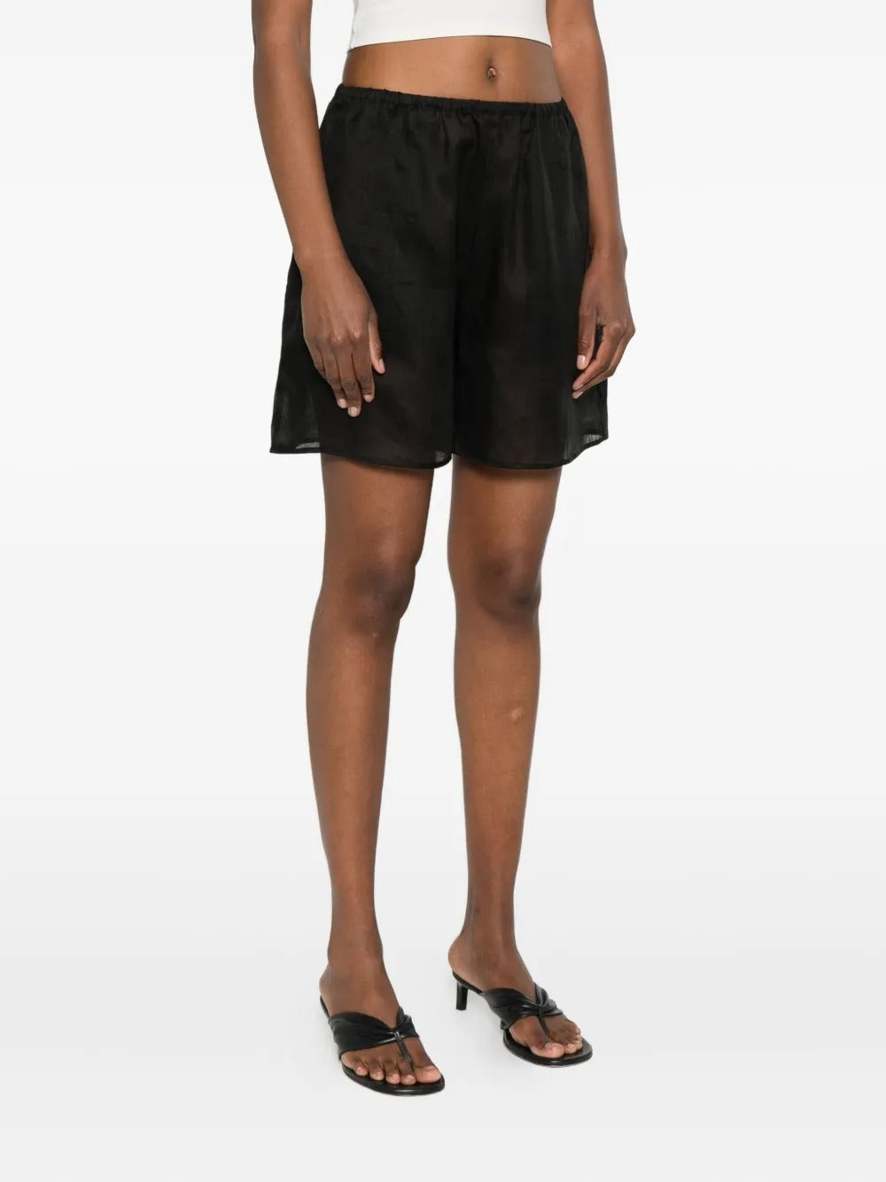 TOTEME-elasticated ramie shorts-