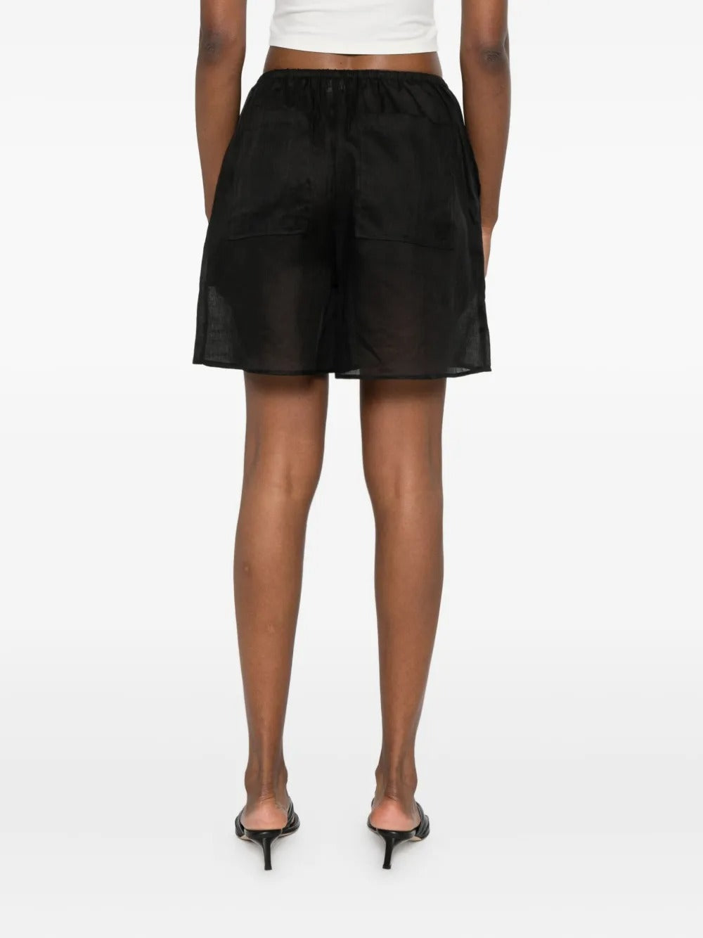 TOTEME-elasticated ramie shorts-