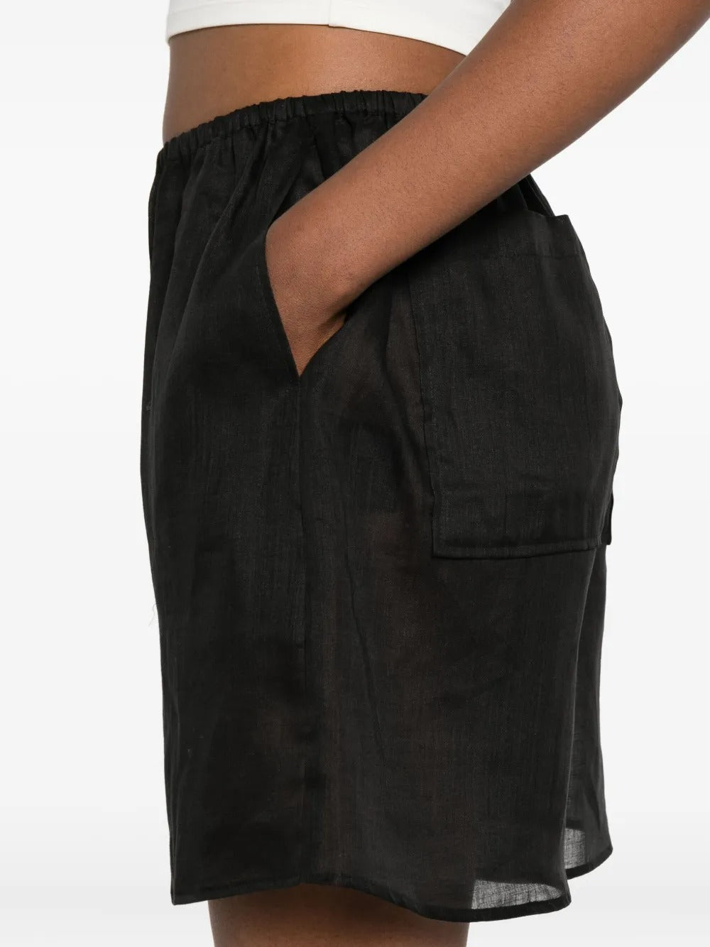 TOTEME-elasticated ramie shorts-