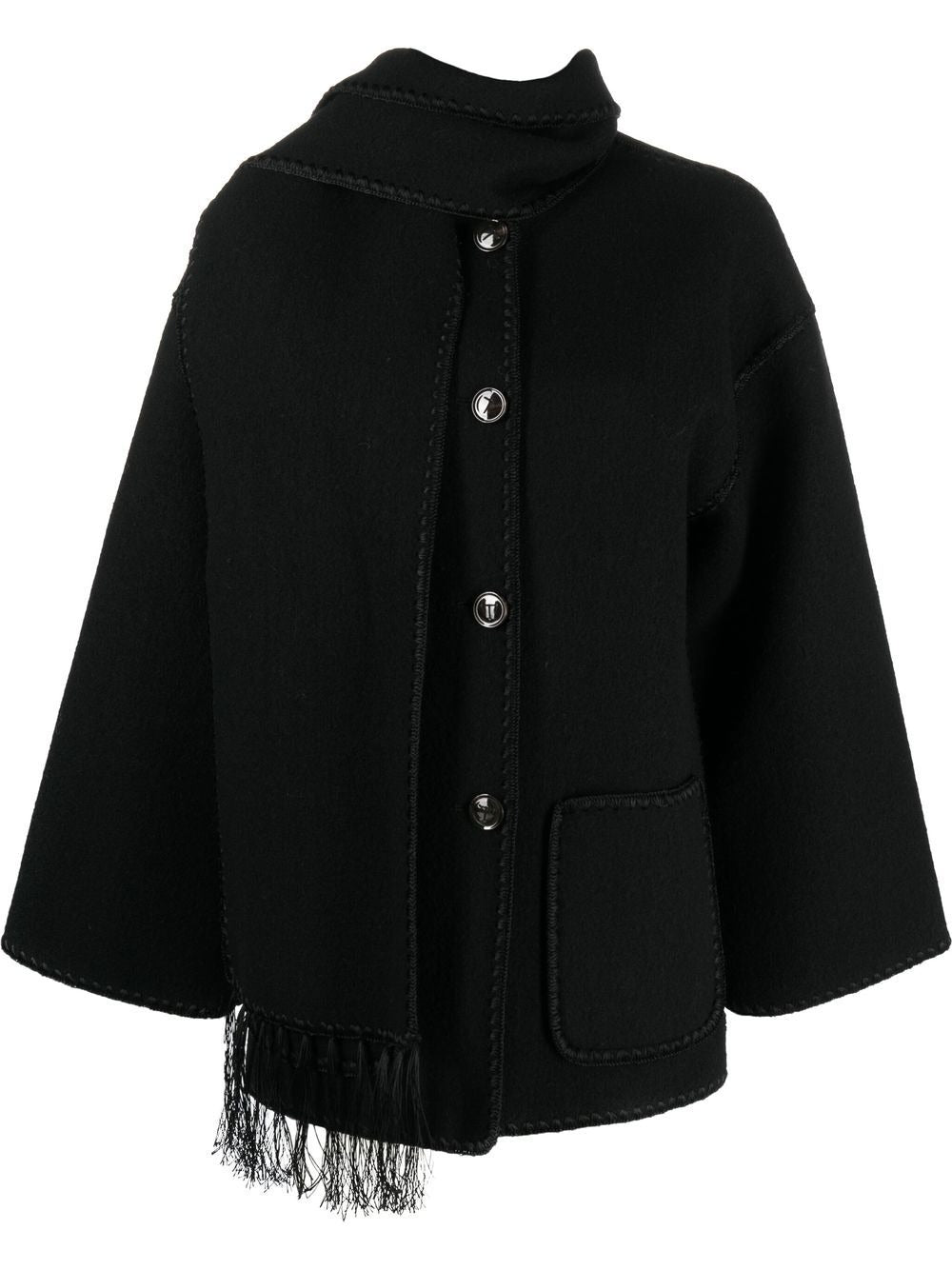 TOTEME-Embroidered Scarf Jacket-2241018201 BLACK 200