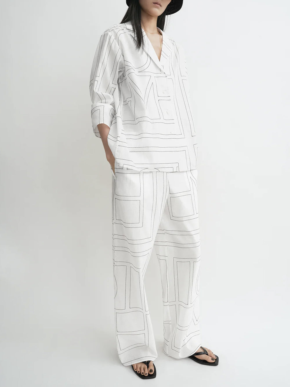 TOTEME-Monogram cotton-blend pj top-