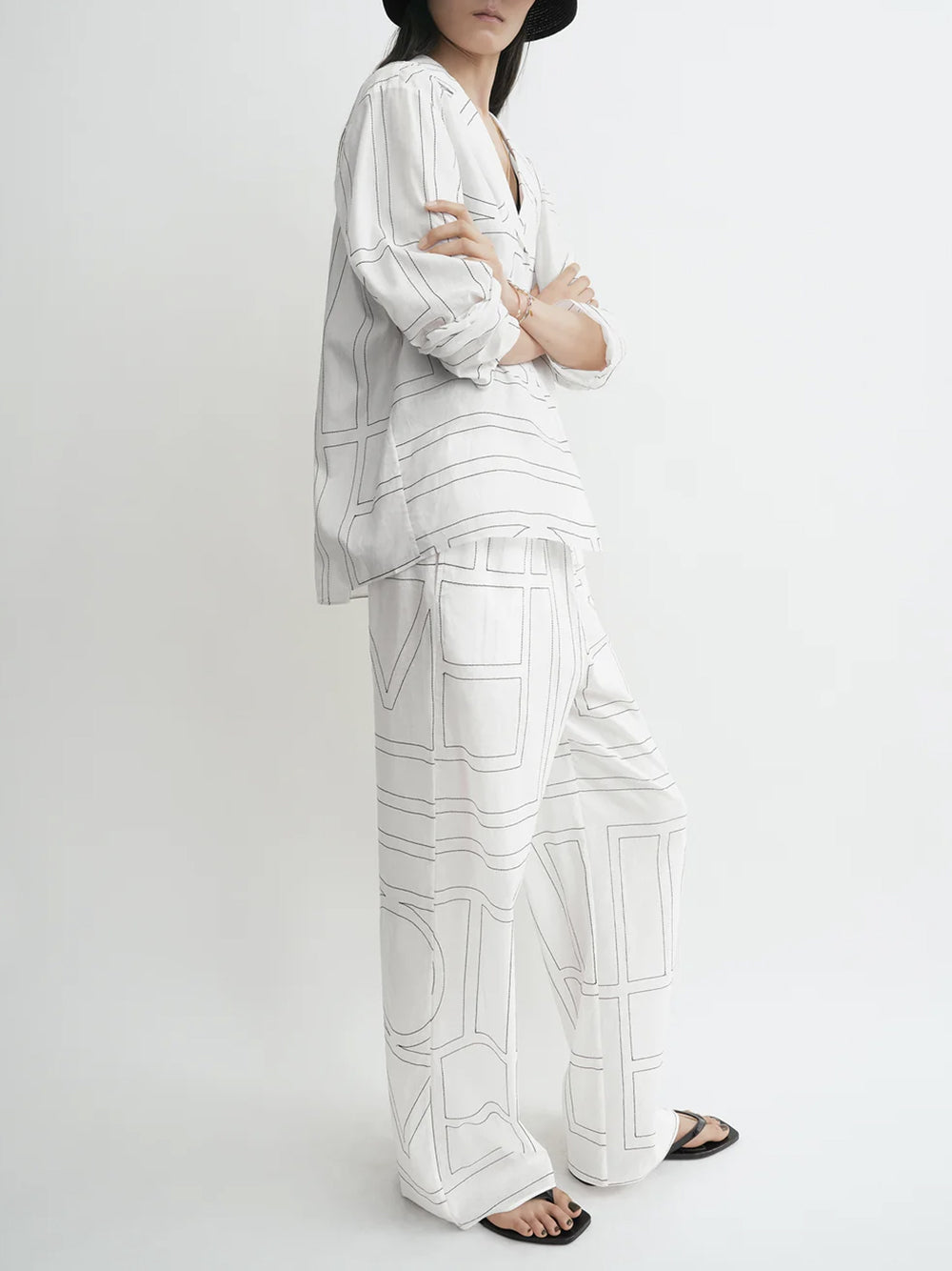 TOTEME-Monogram cotton-blend pj top-