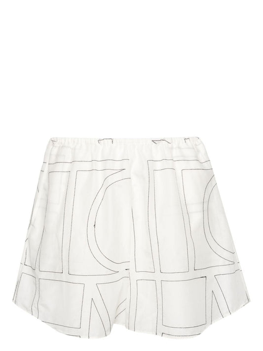 TOTEME-Monogram Cotton PJ Shorts-