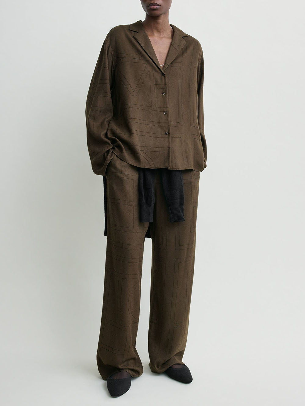 TOTEME-Monogram flannel pj top-