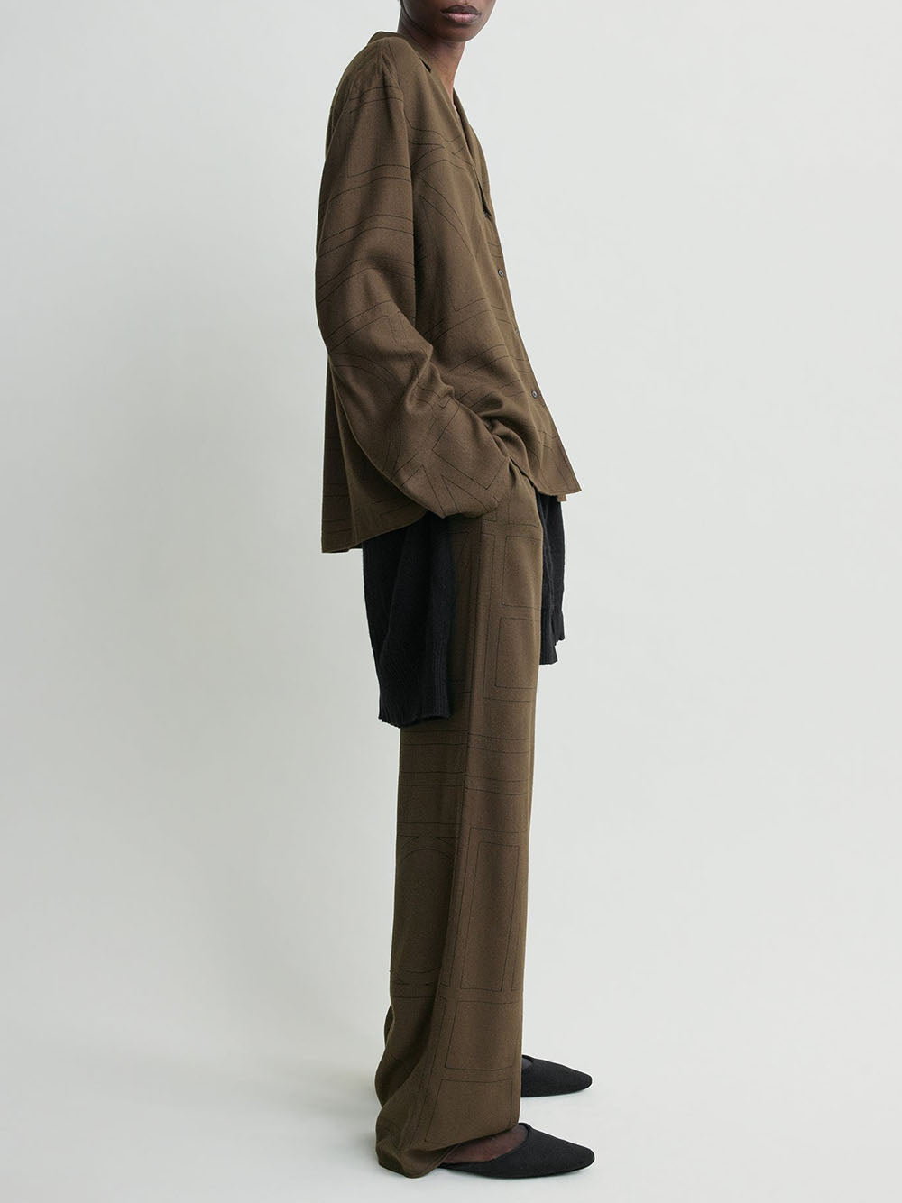 TOTEME-Monogram flannel pj top-