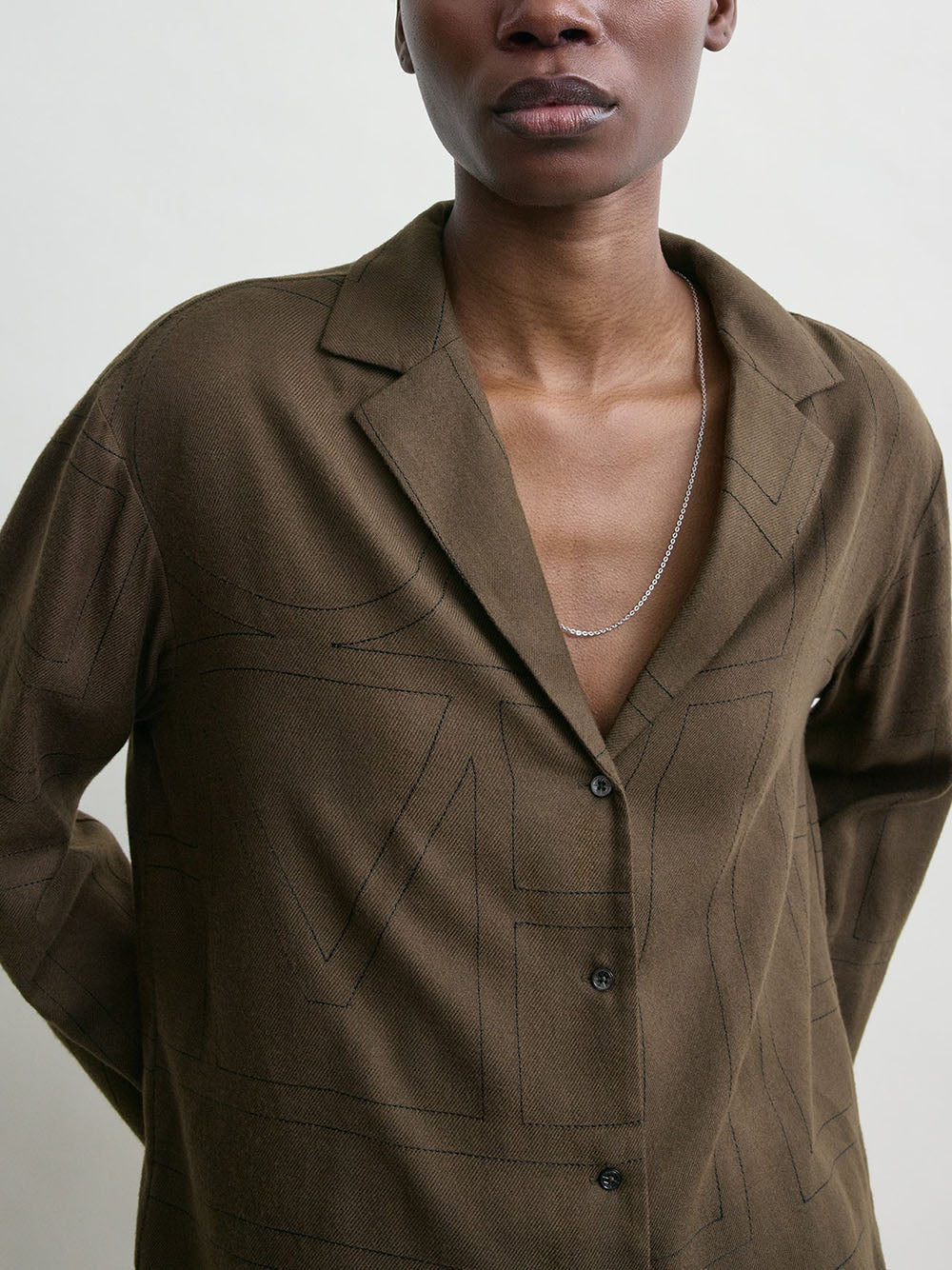 TOTEME-Monogram flannel pj top-