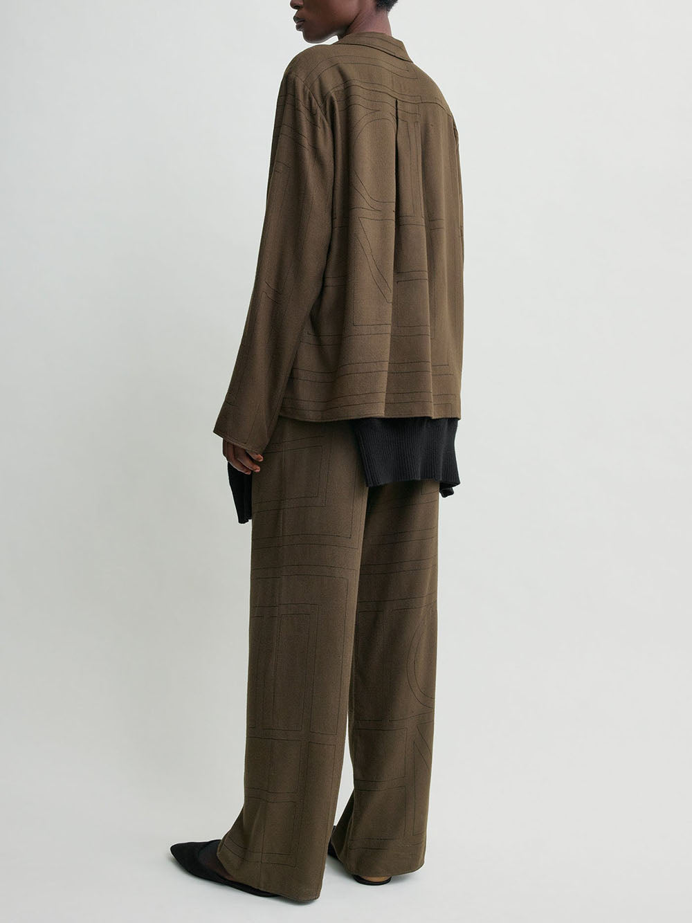 TOTEME-Monogram flannel pj top-