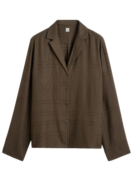 TOTEME-Monogram flannel pj top-