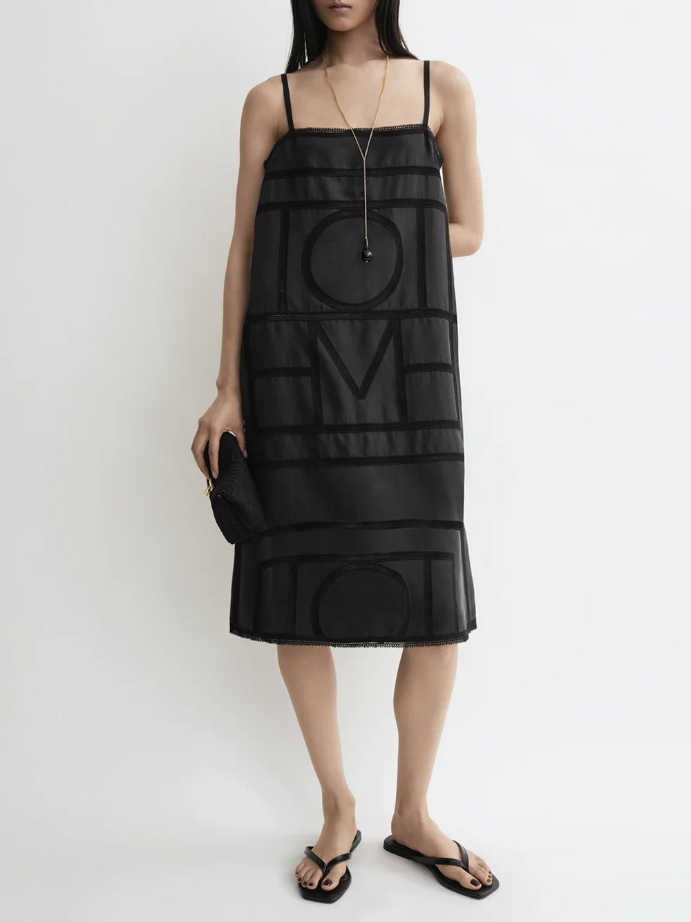 toteme black dress TOTEME-Monogram silk dress-253WRD0266FB0491 263 WASHED BLACK – Dope
