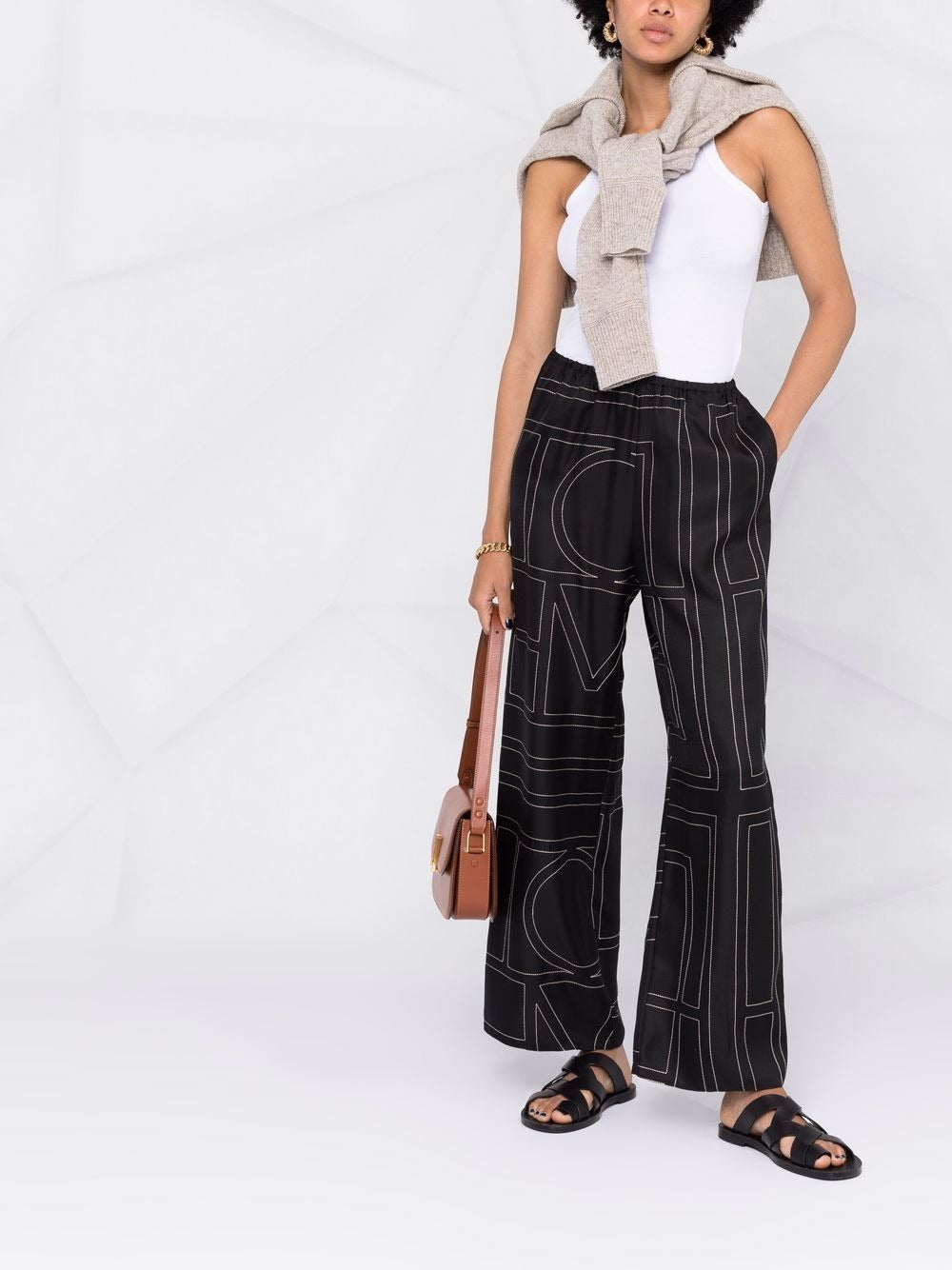 Monogram silk pj bottoms