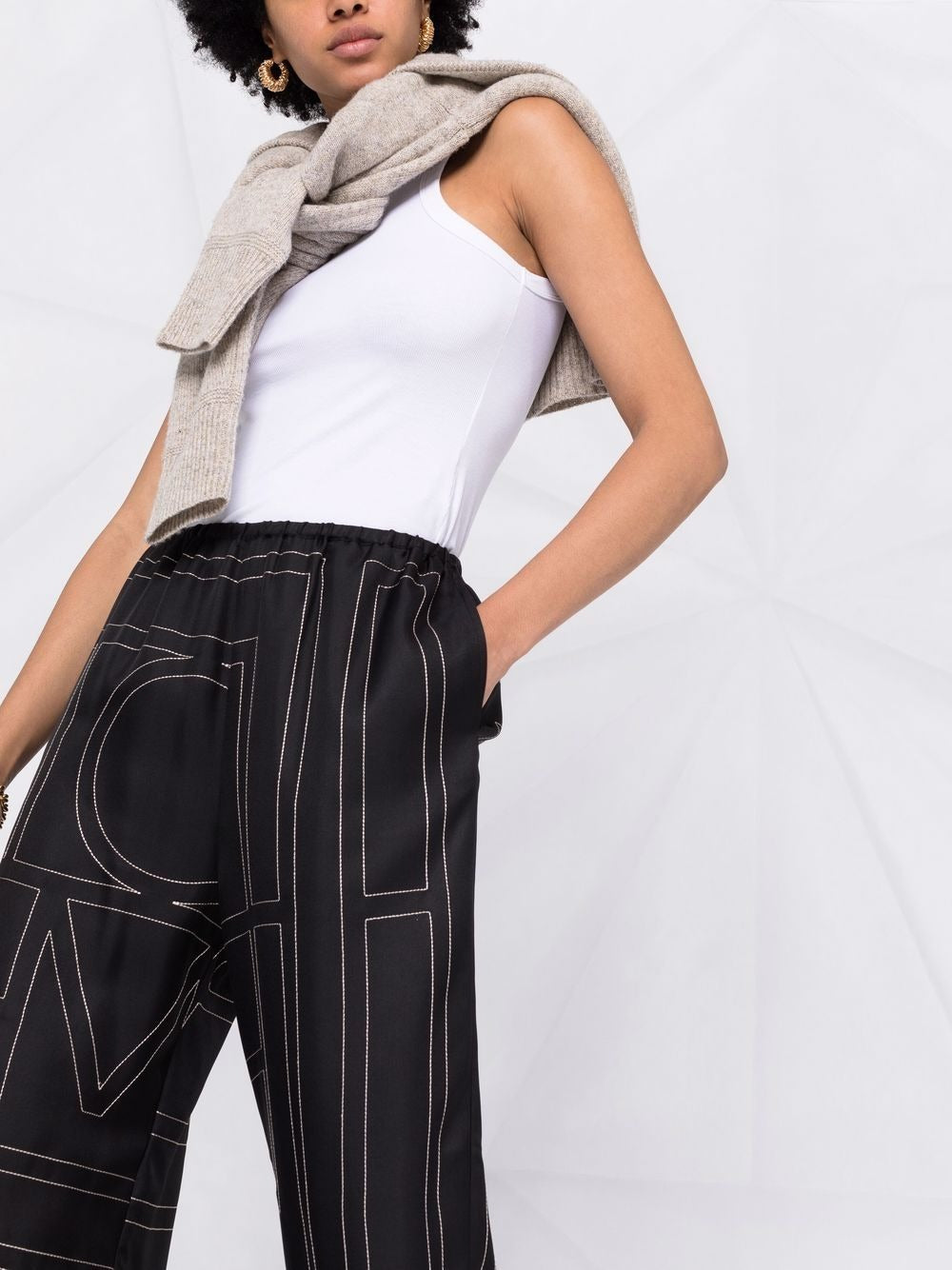 Monogram silk pj bottoms