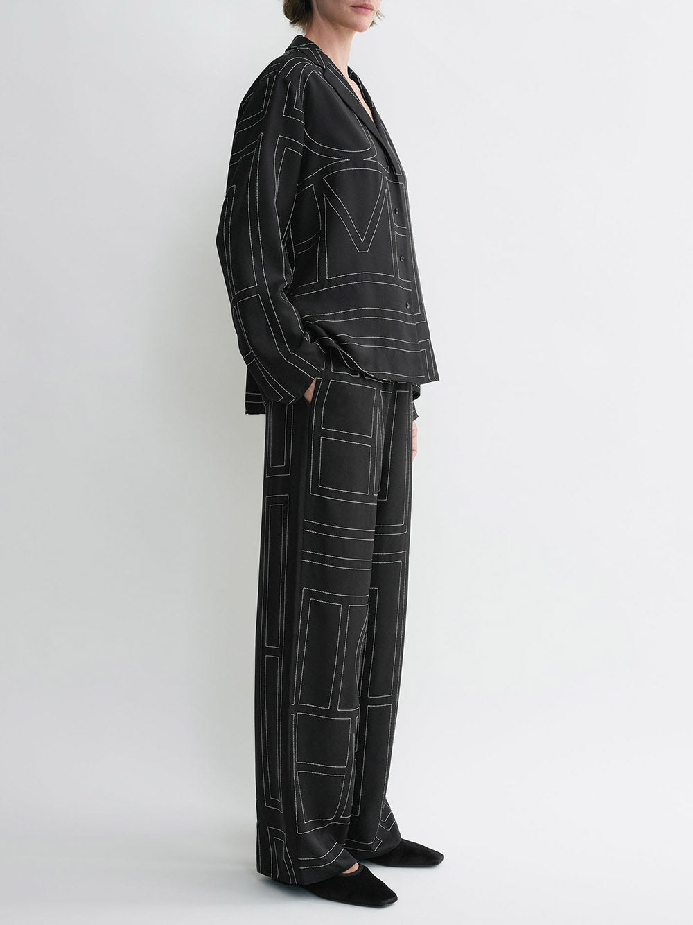 TOTEME-Monogram Silk Pj Top-