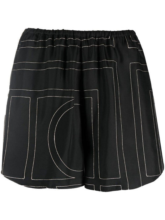 TOTEME-Monogram silk pj shorts-