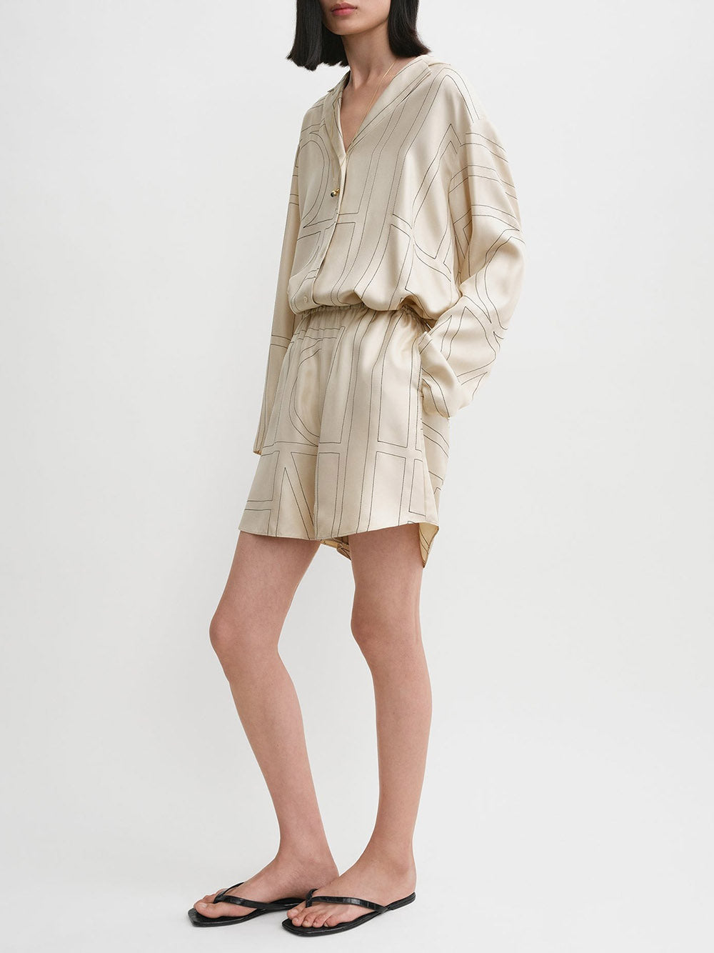 Monogram silk pj shorts