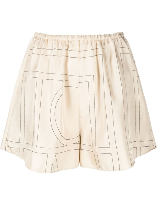 TOTEME-Monogram silk pj shorts-
