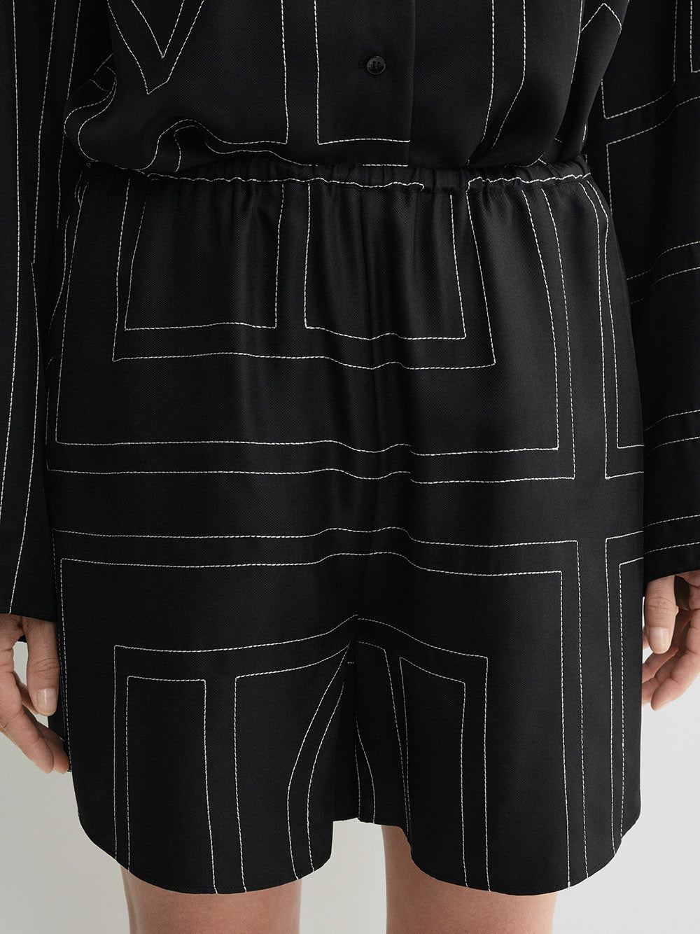 TOTEME-Monogram Silk Pj Shorts-