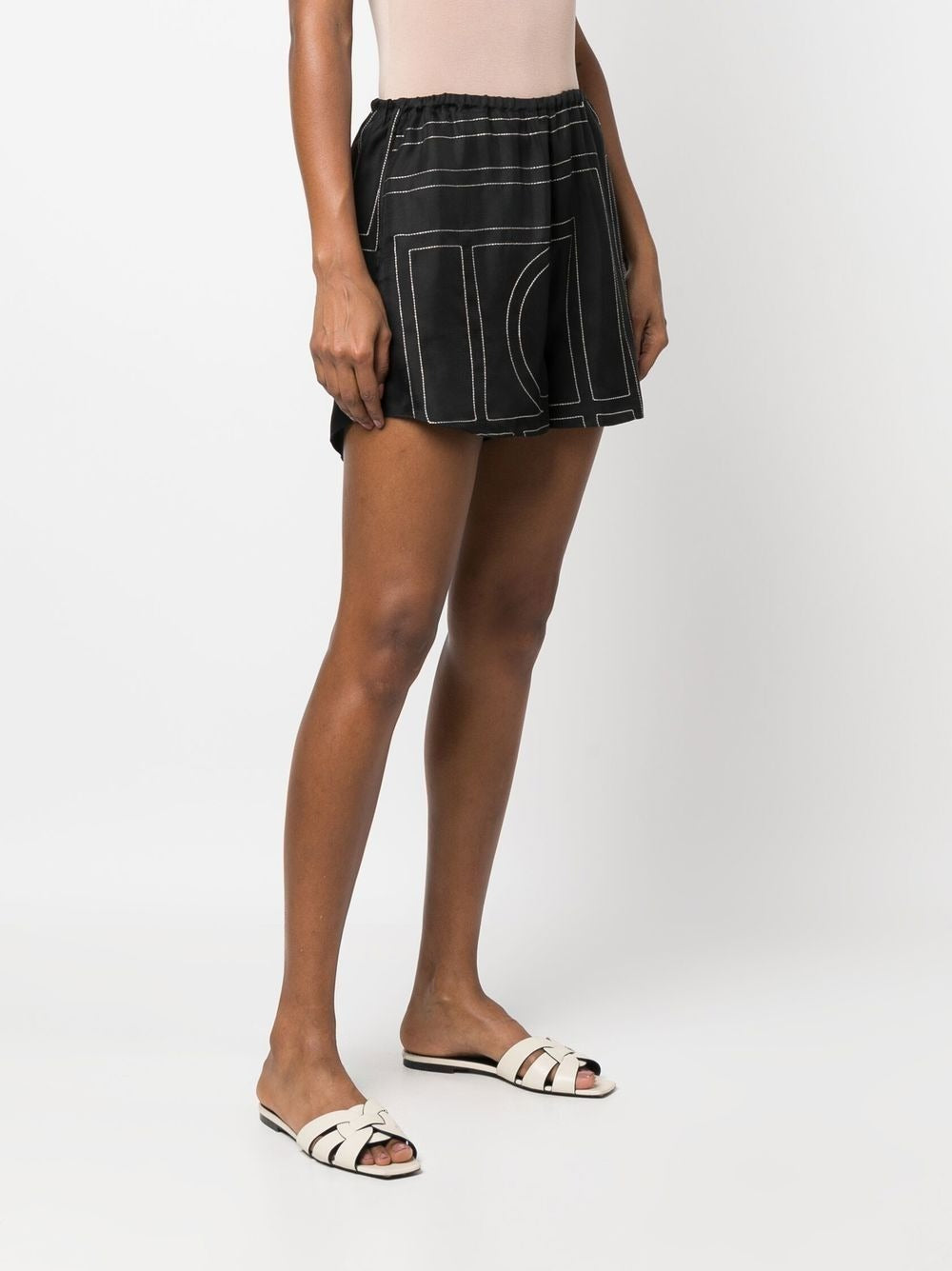 TOTEME-Monogram Silk Pj Shorts-