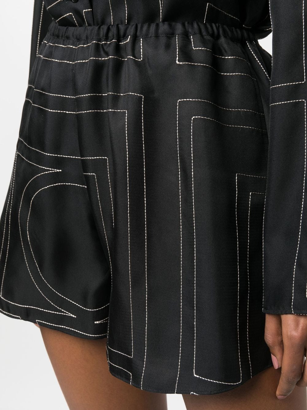 TOTEME-Monogram Silk Pj Shorts-