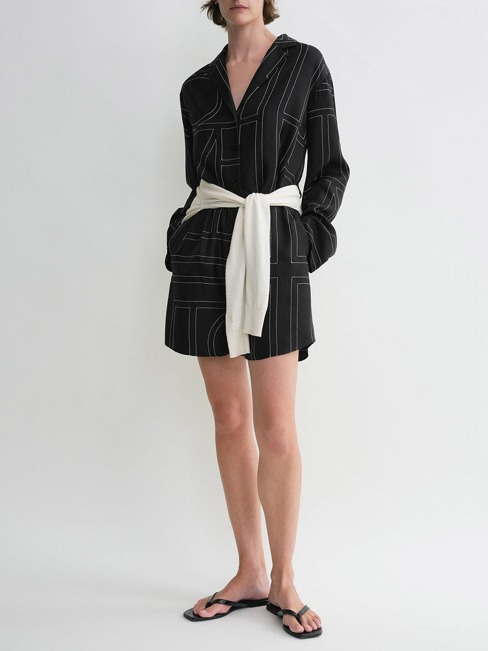 TOTEME-Monogram Silk Pj Shorts-