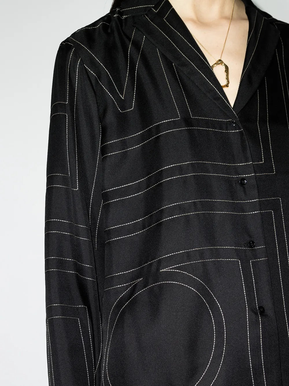 Monogram silk pj top