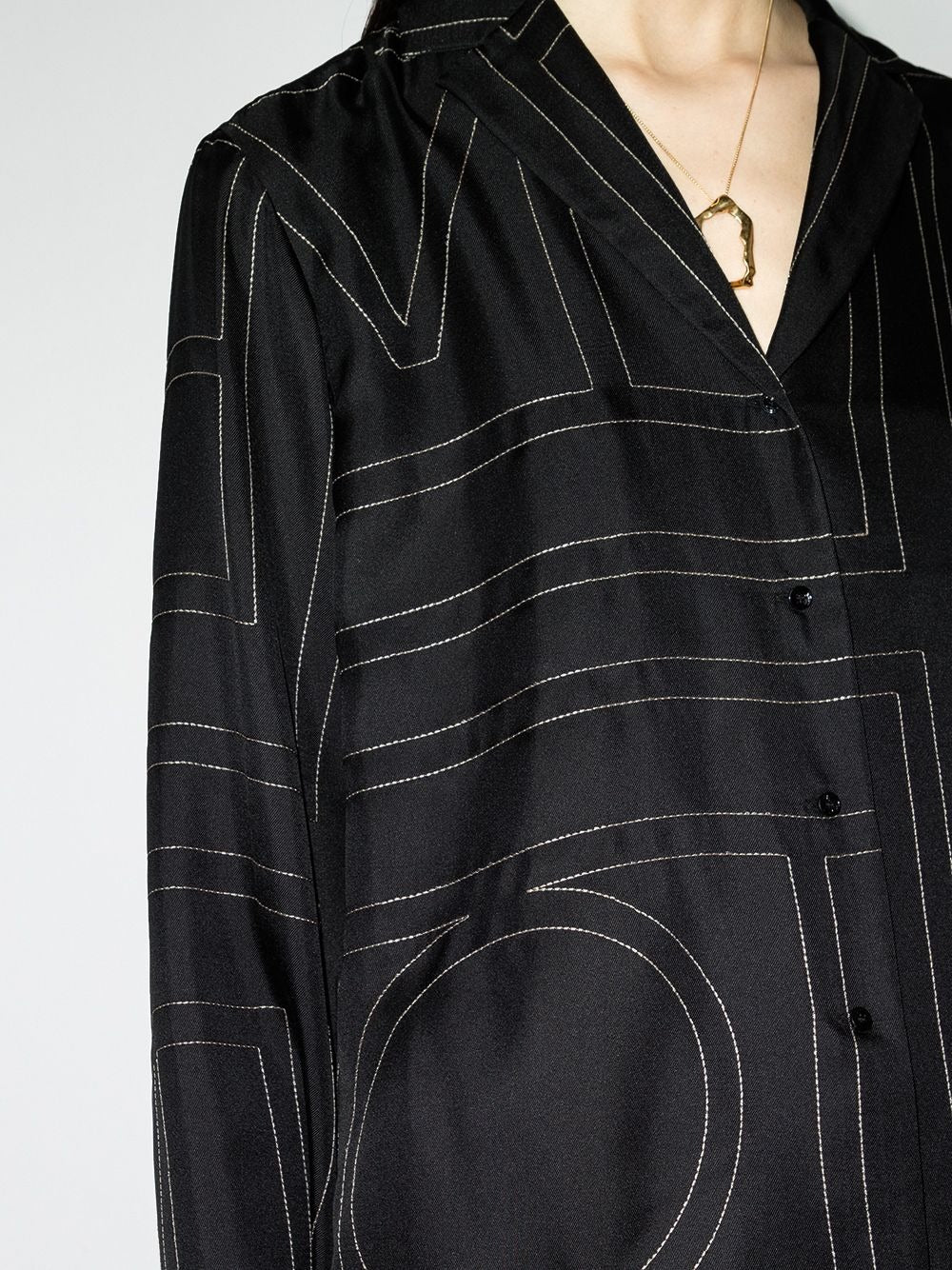 Monogram silk pj top