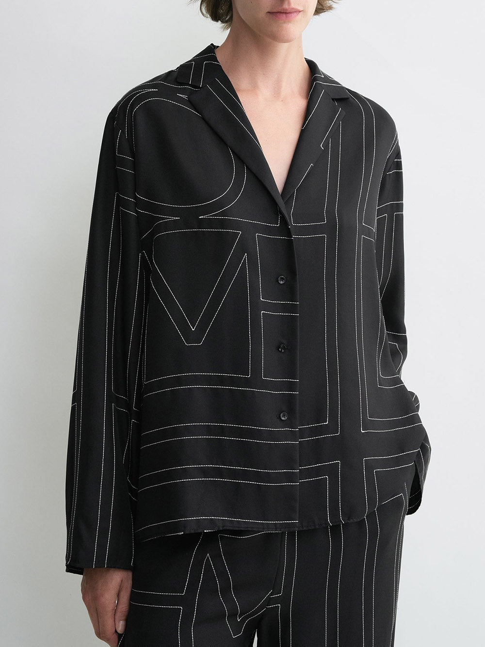 Monogram silk pj top