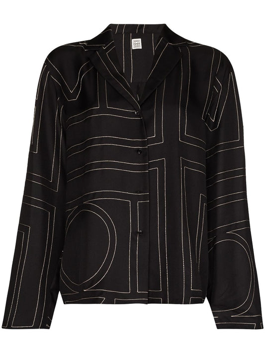 TOTEME-Monogram silk pj top-