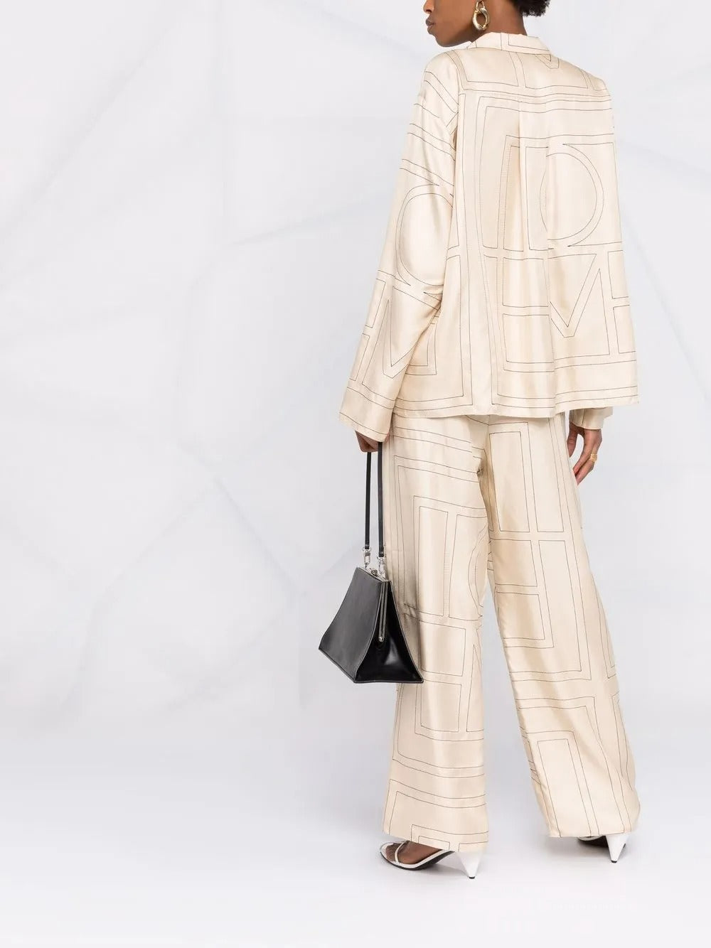 Monogram silk pj top