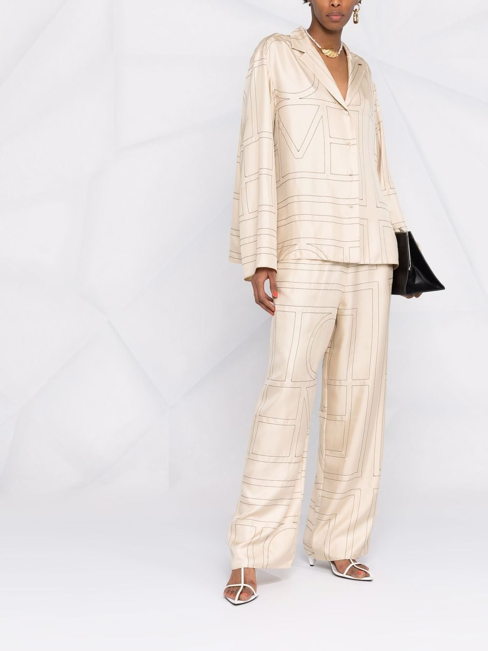 Monogram silk pj top