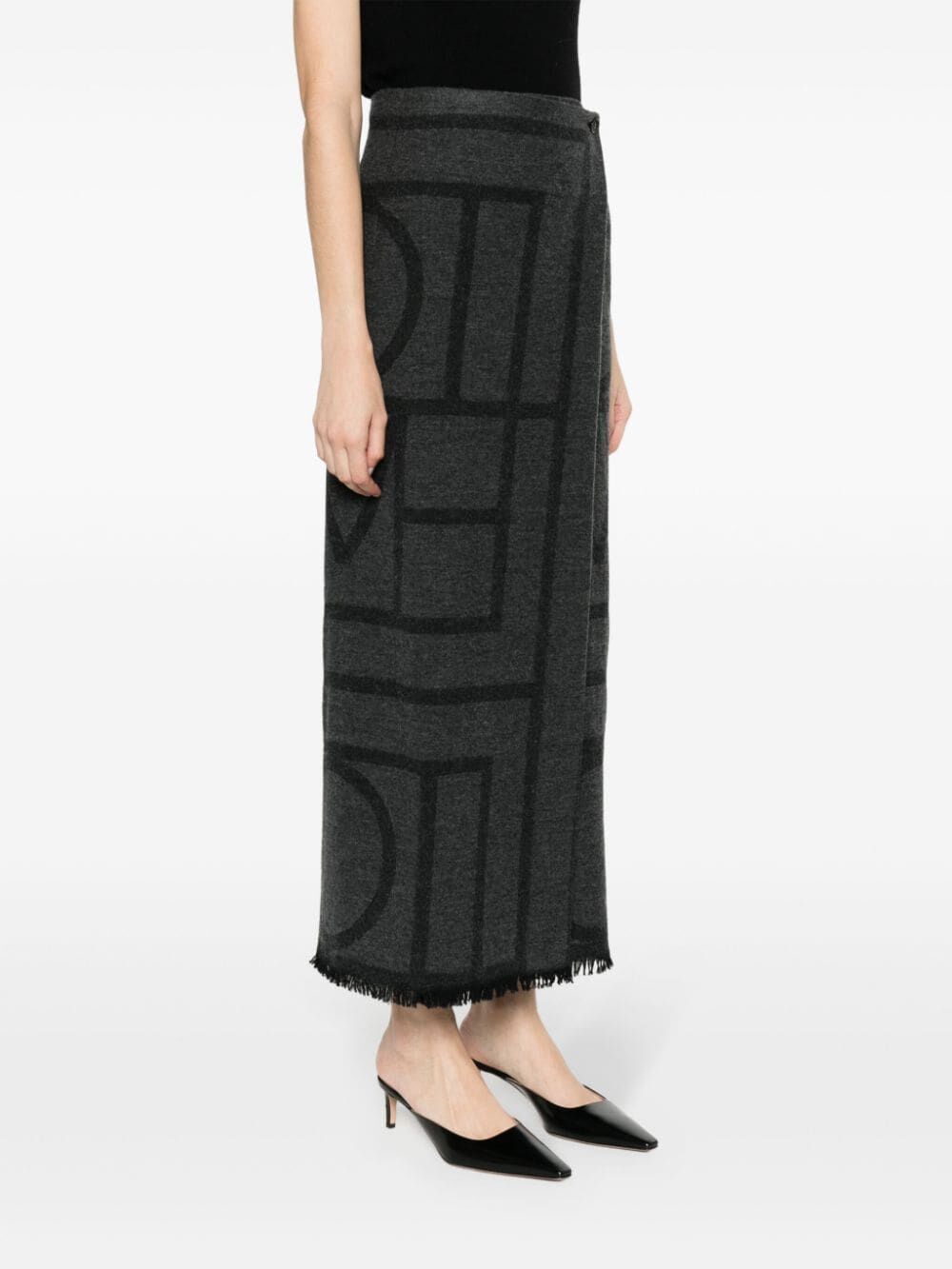 Wrb Monogram TOTEME-Monogram winter sarong-241WRB1014FB0069 DARK GREY MELANGE 083 – Dope