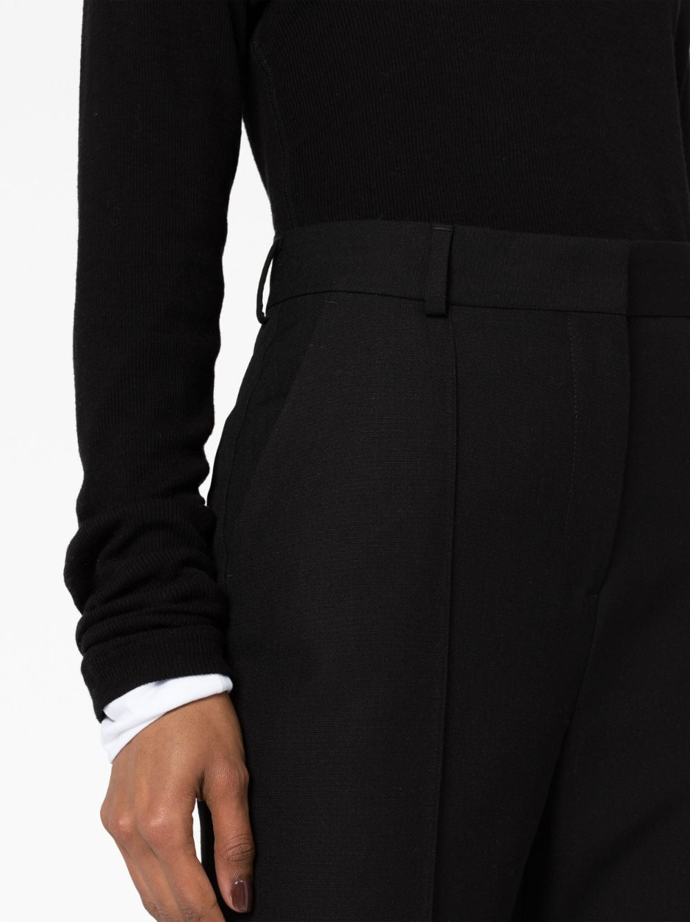 TOTEME-Sewn Pleat Wool-Blend Trousers-2332007246 BLACK 200