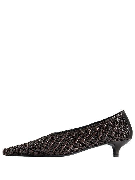 TOTEME-Sharp woven-leather kitten pumps-