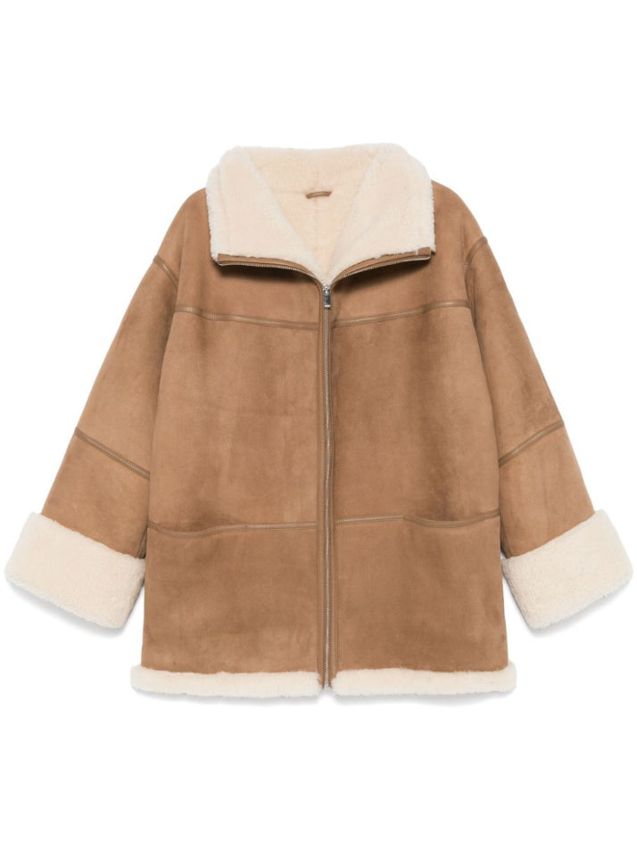 TOTEME-Signature shearling jacket-251WRO876LE0107 BISCUIT 091