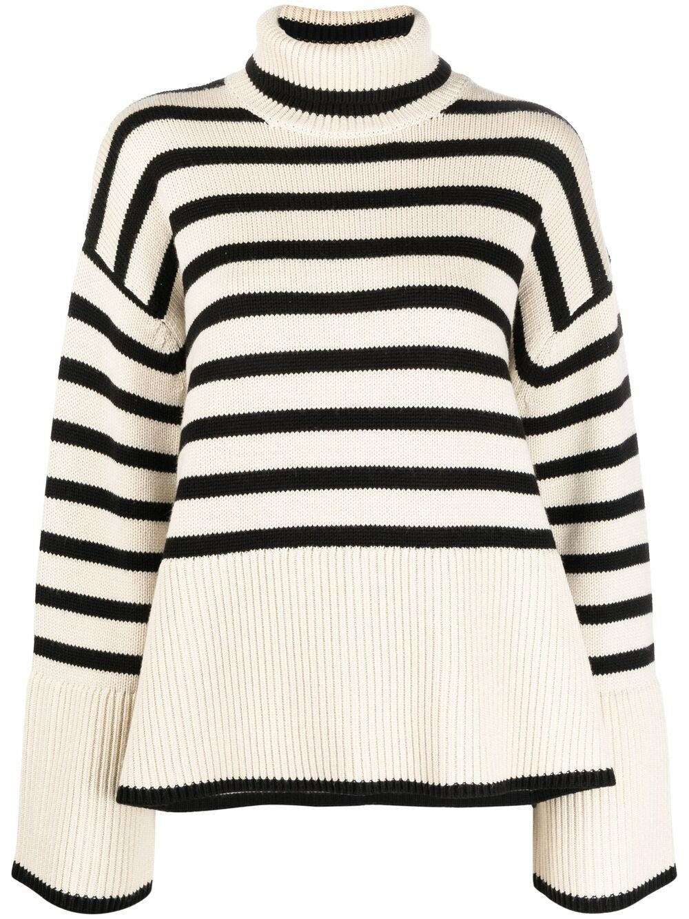 TOTEME-Signature Stripe Turtleneck-212562758 LIGHT SAND STRIPE 876