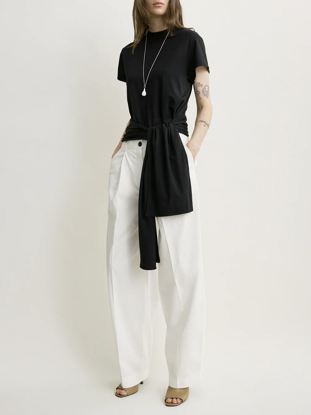 TOTEME-Single pleat cotton trousers-
