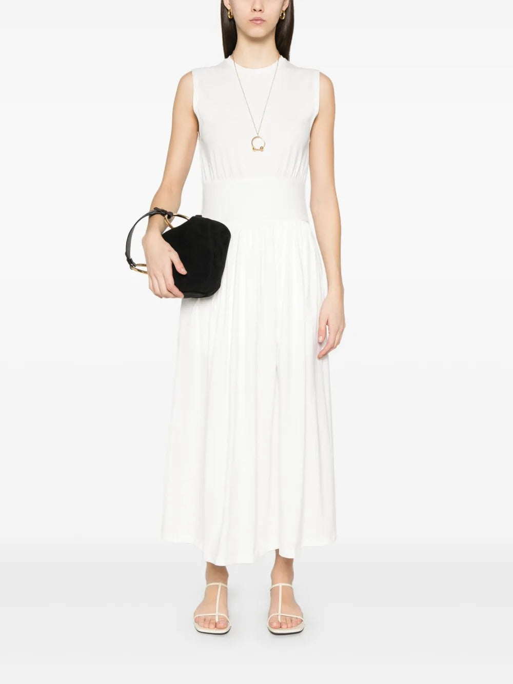 toteme white dress TOTEME-Sleeveless Cotton Tee Dress-242WRD1783FB0093 OFF WHITE 059 – Dope