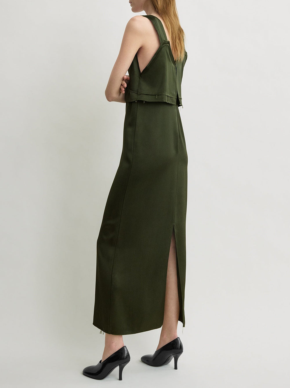 toteme dress green Toteme Strapless Dupioni Midi Dress In Green - 40% Off
