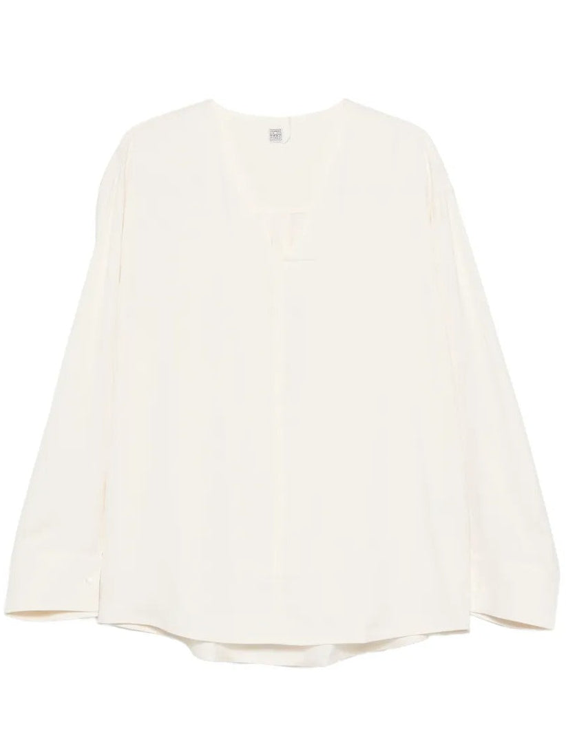 TOTEME-V-neck twill blouse-