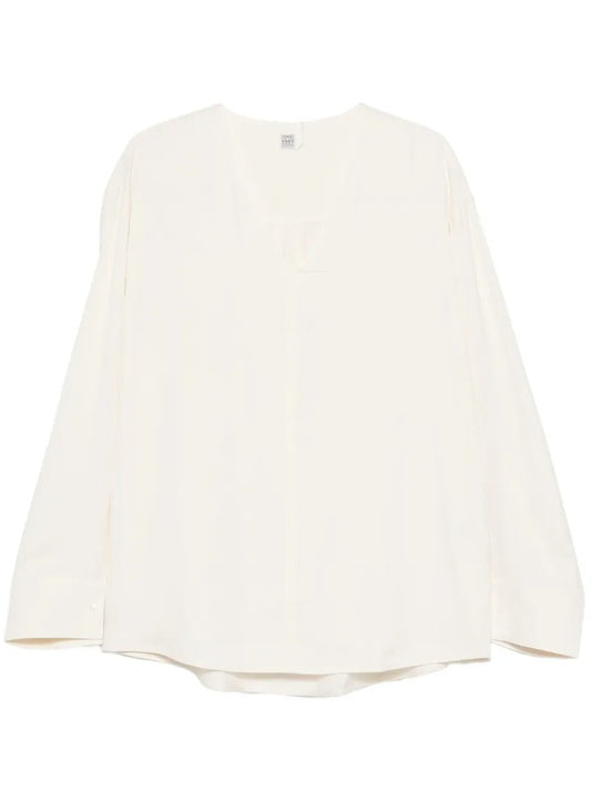 TOTEME-V-neck twill blouse-